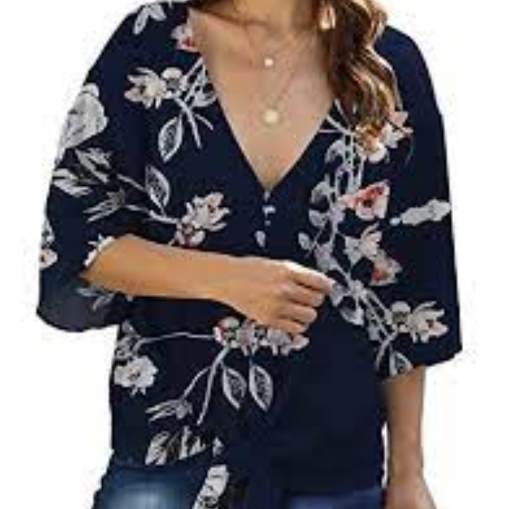 Angerella Womens Vintage Dolman Sleeves Floral Top